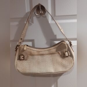 Tommy Hilfiger Cream Snake/Crocodile-Skin Style Shoulder Strap Leather Bag